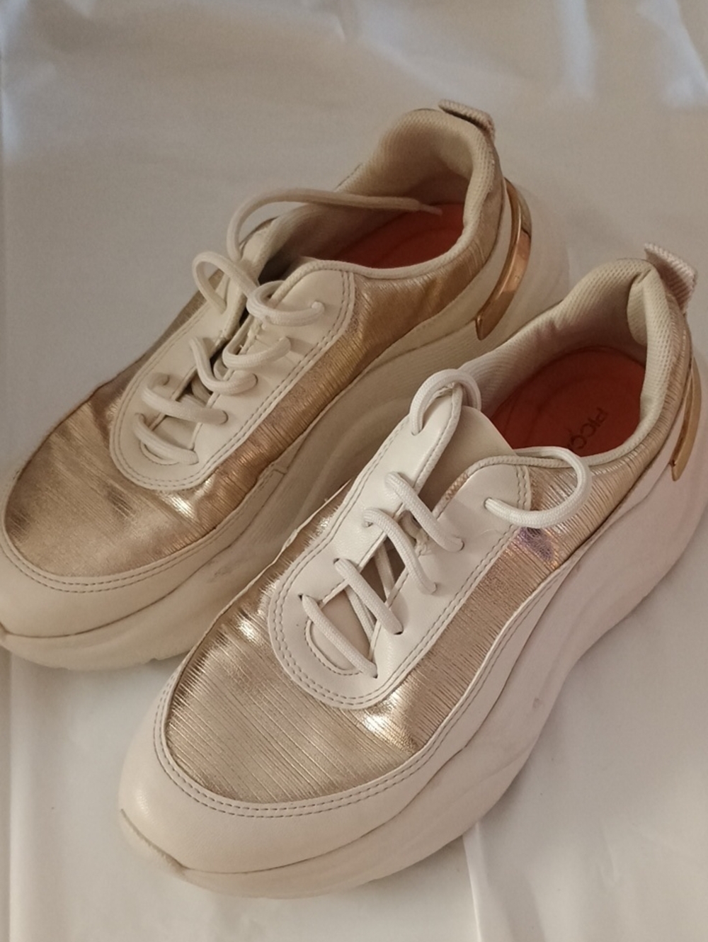 Women's Piccadilly. Metallic Gold Platform Sneakers - Stylish Casual Trainer